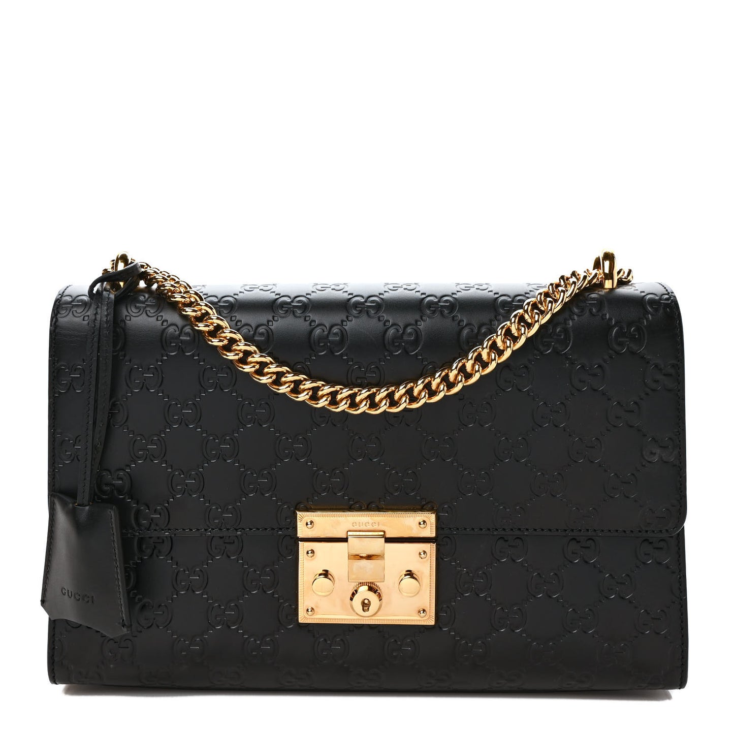 Guccissima Medium Padlock Shoulder Bag Black