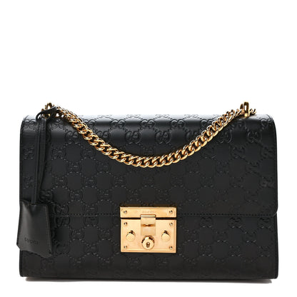 Gucci Guccissima Medium Padlock Shoulder Bag Black 1 of 10