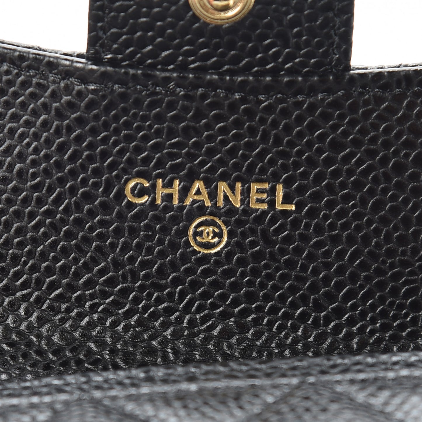 Caviar Quilted Flap Card Holder Wallet Black