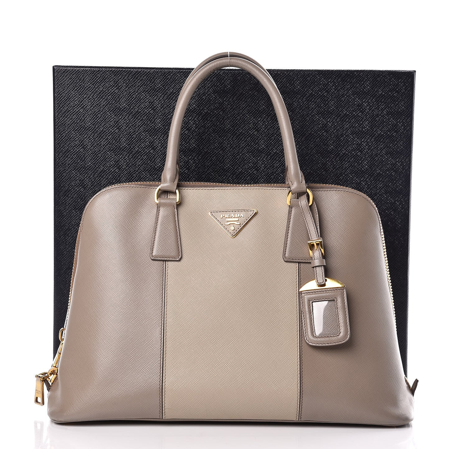 Saffiano Lux Bi-Color Promenade Tote Argilla Pomice