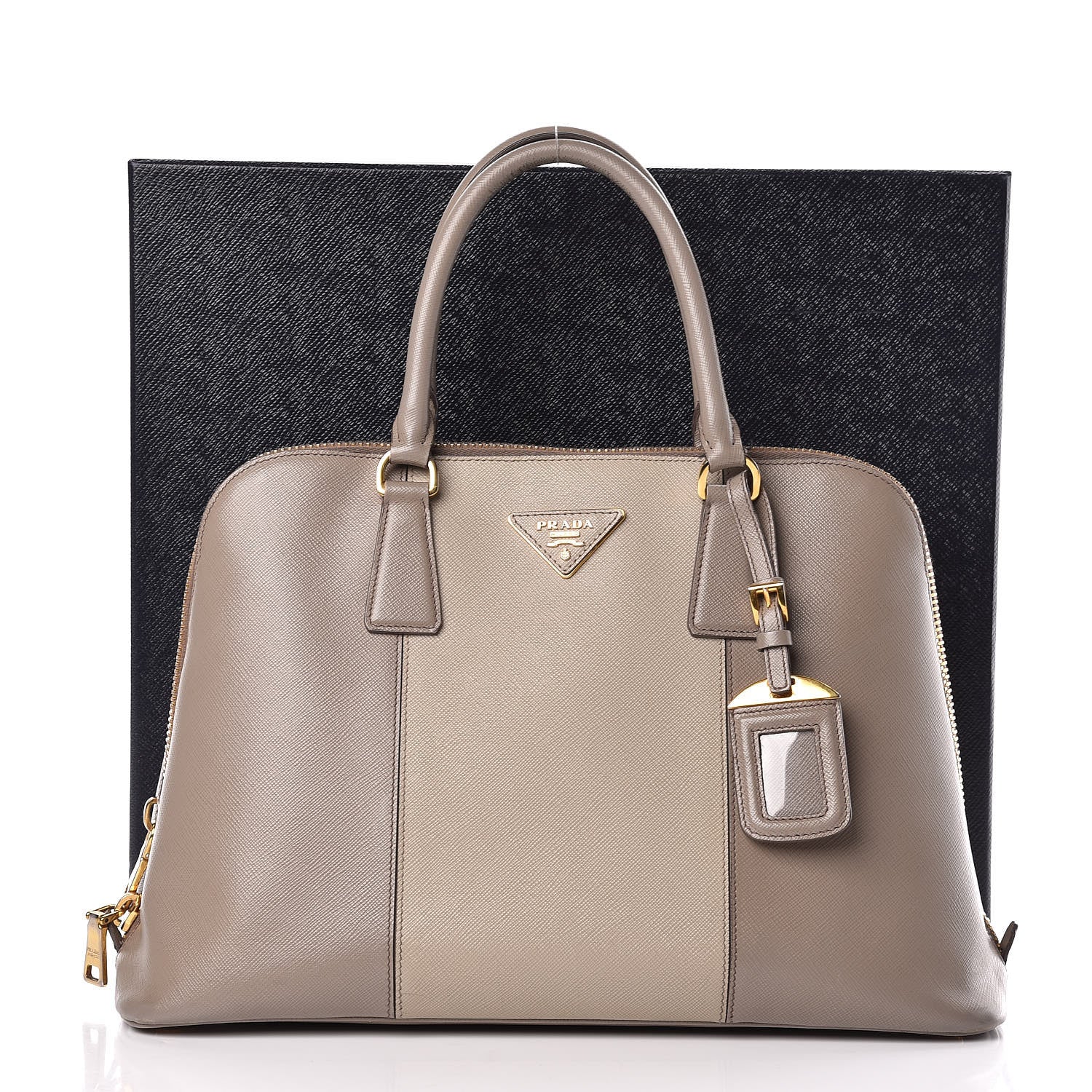 Prada Saffiano Lux Bi-Color Promenade Tote Argilla Pomice 19 of 19