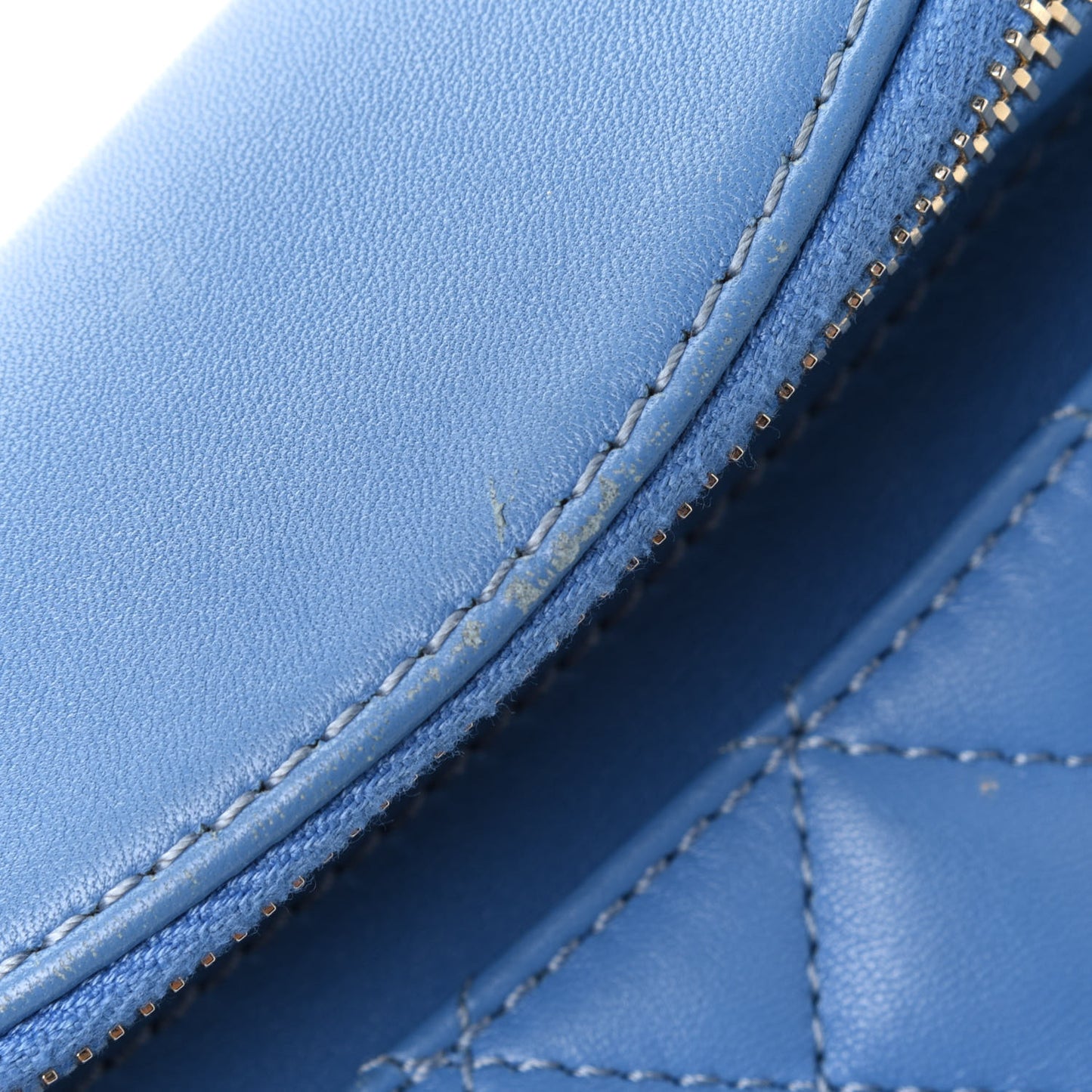 Lambskin Quilted Bi Waist Bag Fanny Pack Blue