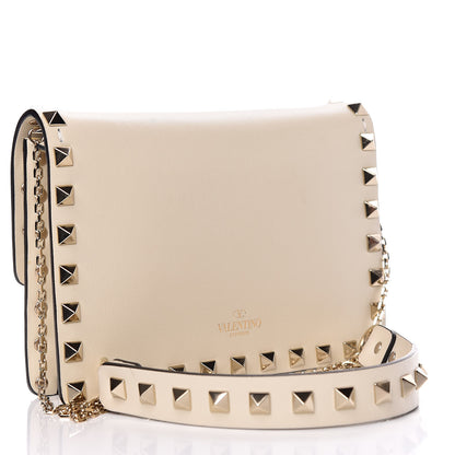 Valentino Garavani Vitello Mini Rockstud Flap Wallet on Chain Ivory 3 of 11