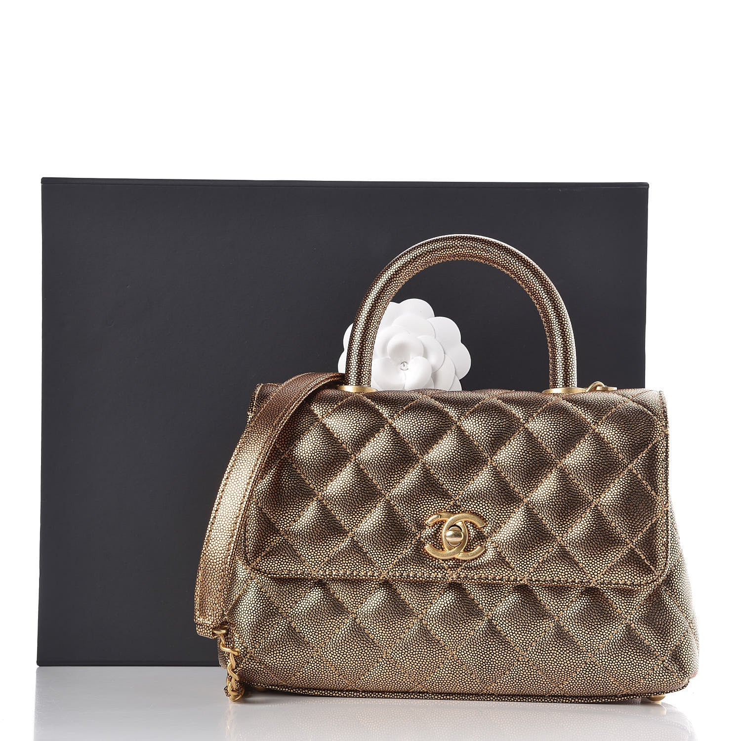 Chanel Metallic Caviar Quilted Mini Coco Handle Flap Gold 10 of 10