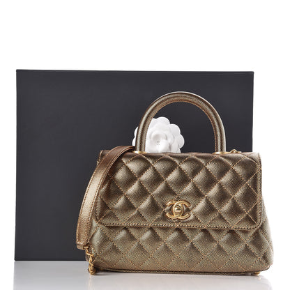 Chanel Metallic Caviar Quilted Mini Coco Handle Flap Gold 10 of 10