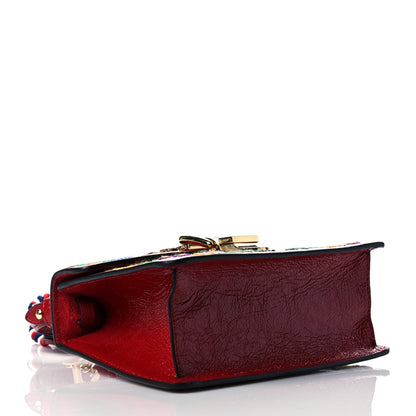 Gucci Patent Embroidered Mini Sylvie Top Handle Bag Hibiscus Red 3 of 11