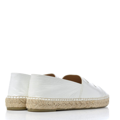 Chanel Distressed Patent CC Espadrilles 39 White Silver 4 of 12