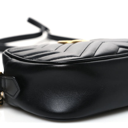 Gucci Calfskin Matelasse Mini GG Marmont Chain Shoulder Bag Black 9 of 10