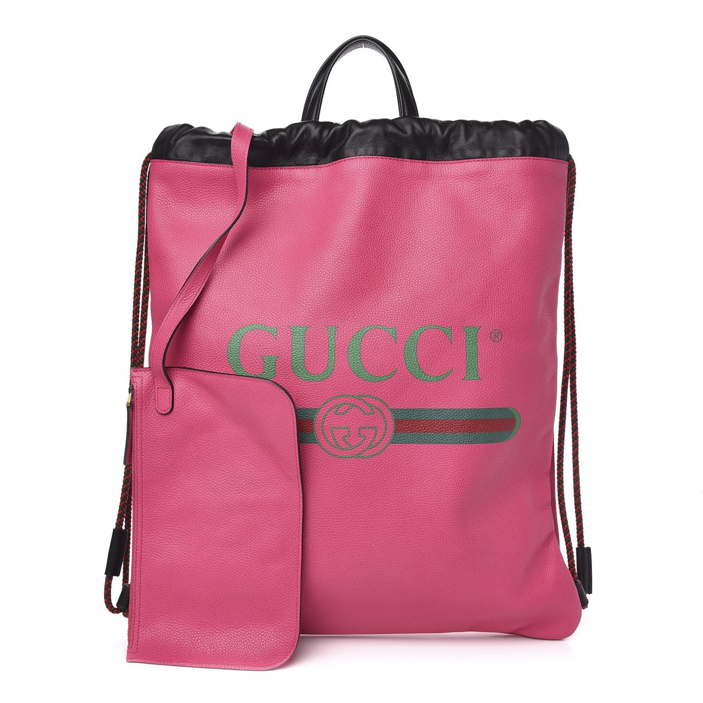 Grained Calfskin Logo Drawstring Backpack Box Pink Green Black