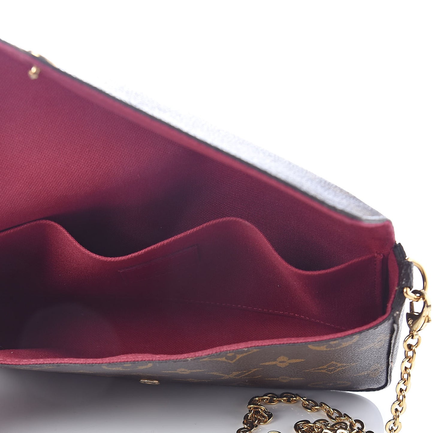 Monogram Pochette Felicie Chain Wallet Fuchsia