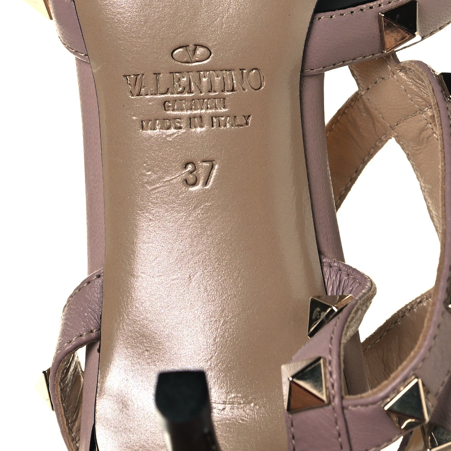 Valentino Garavani Patent Nappa Rockstud Ankle Strap 65mm Pumps 37 Black Poudre 6 of 7