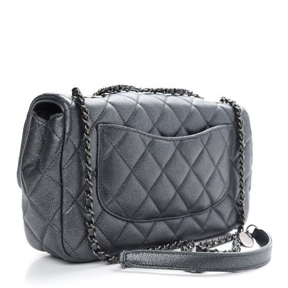 Chanel Metallic Calfskin Quilted Medium CC Eyelet Flap Dark Silver 2 of 8