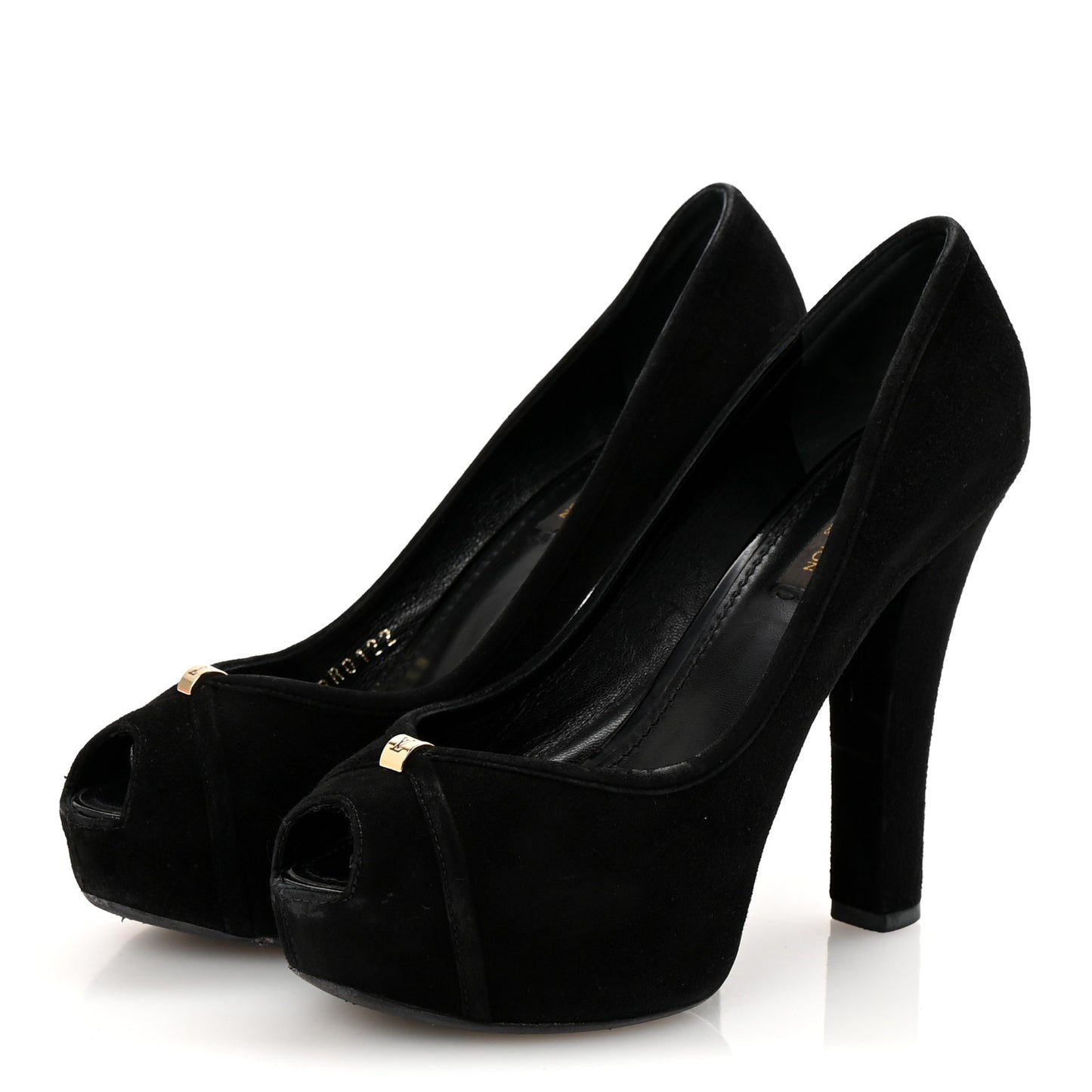 Suede Monogram Kimono Open Toe Pumps 37 Black