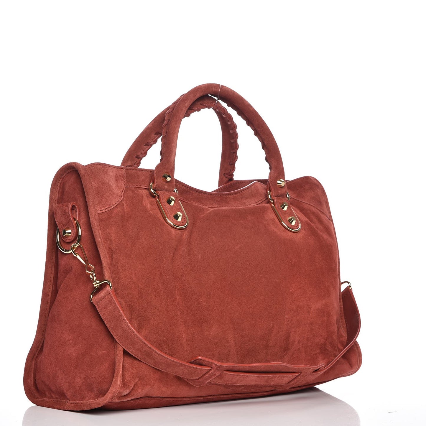 Baby Daim Suede Gold Metallic Edge Hardware City Bois De Rose Fonce