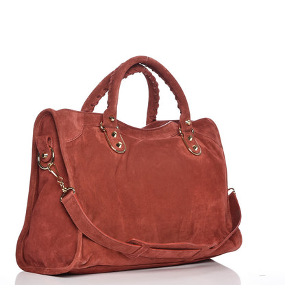 Balenciaga Baby Daim Suede Gold Metallic Edge Hardware City Bois De Rose Fonce 4 of 8