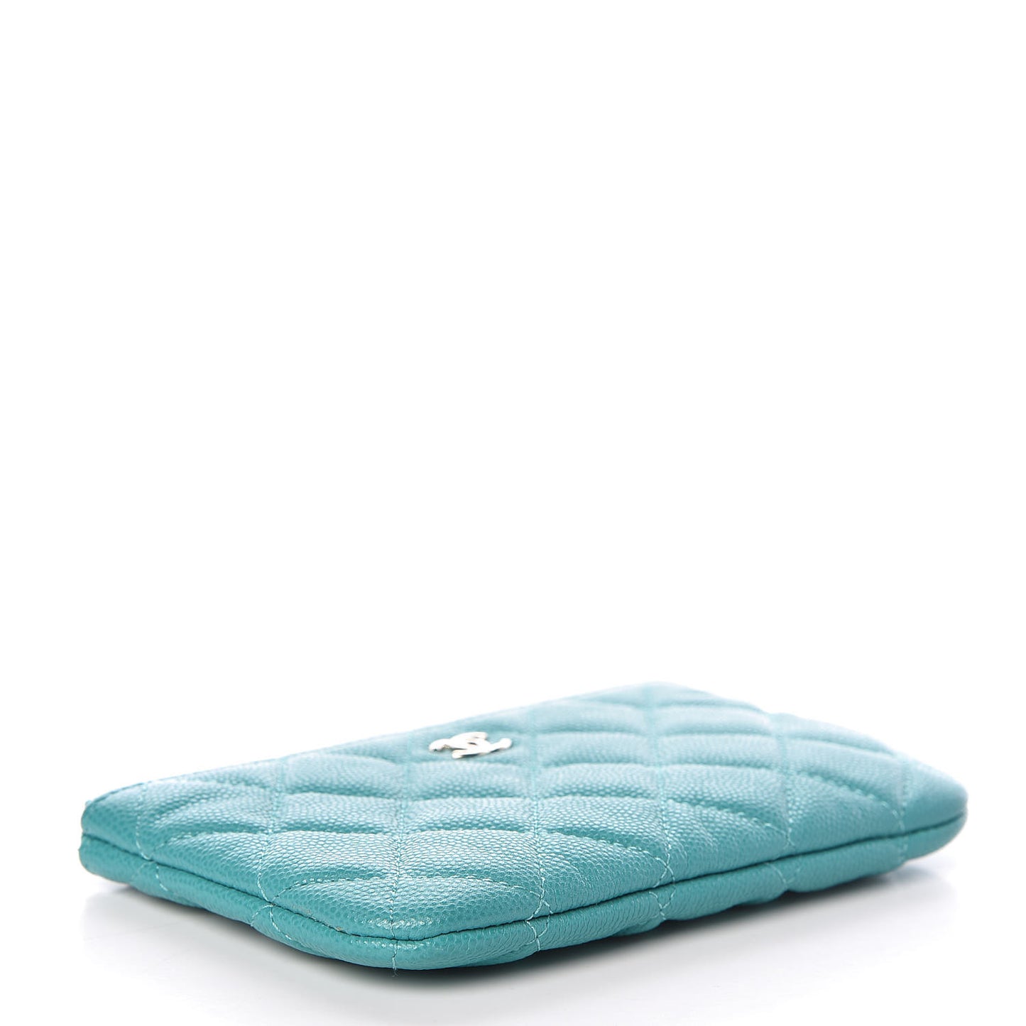 Caviar Quilted Small Cosmetic Case Turquoise