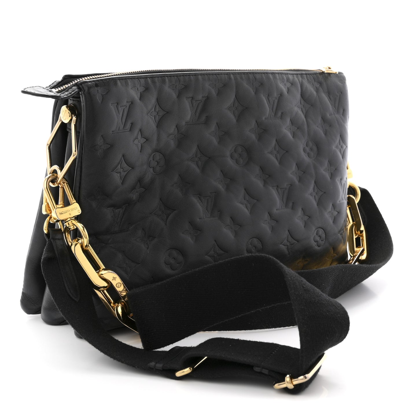 Lambskin Embossed Monogram Coussin MM Black