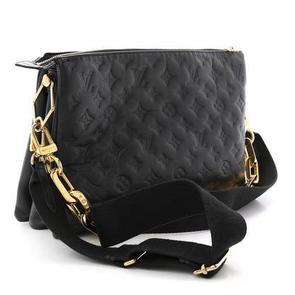 Louis Vuitton Lambskin Embossed Monogram Coussin MM Black 3 of 12