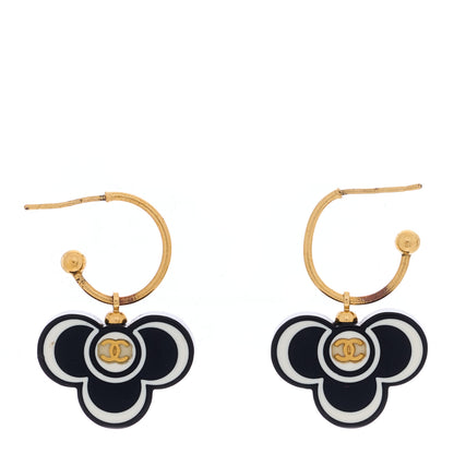 Chanel Resin Flower CC Drop Earrings Gold Black 1 of 4