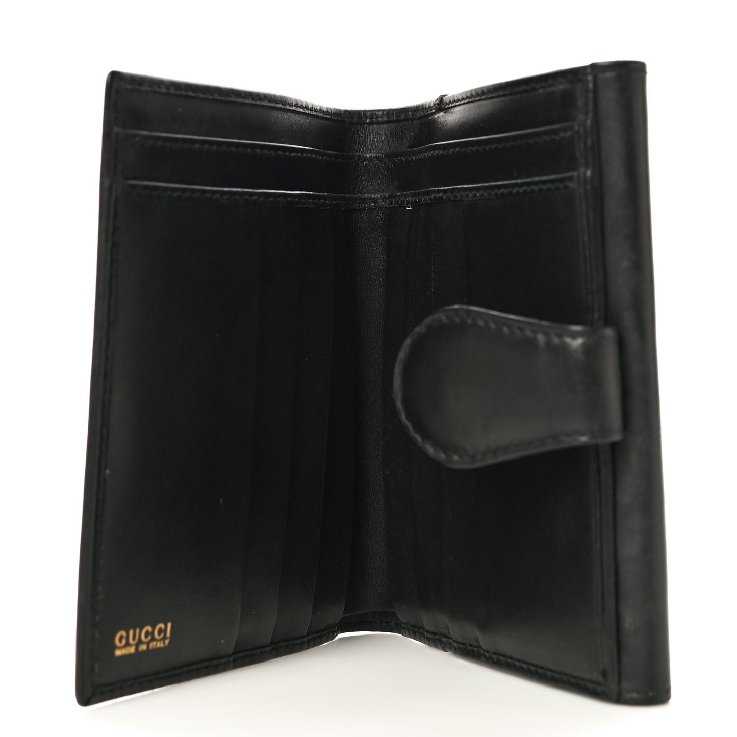 Calfskin Web Compact Wallet Black