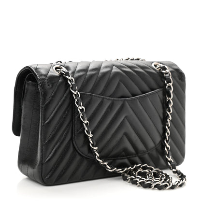 Chanel Caviar Chevron Quilted Medium Double Flap Black 3 of 11