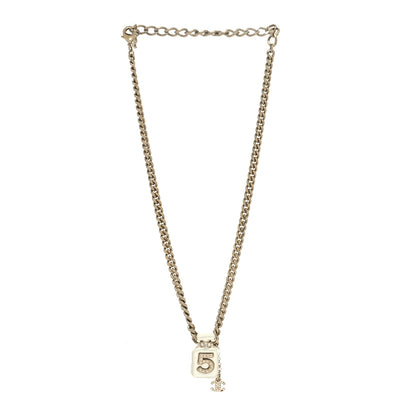 Chanel Crystal Pearl CC No. 5 Perfume Bottle Necklace White Gold 3 of 6