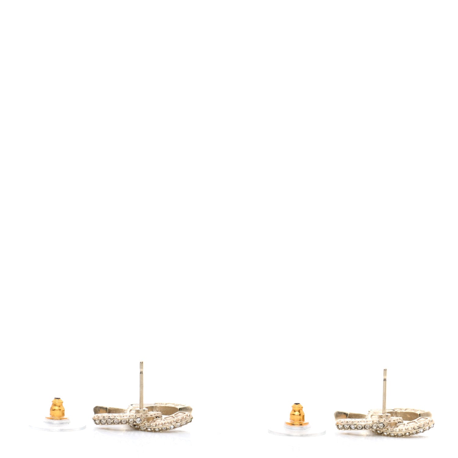 Chanel Crystal Timeless CC Earrings Light Gold 6 of 9