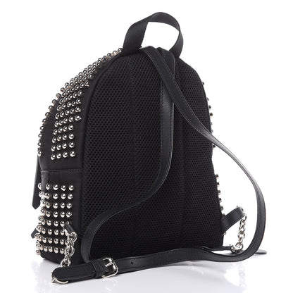Fendi Nylon Vitello Dolce Studded Monster Mini Backpack Black 3 of 7