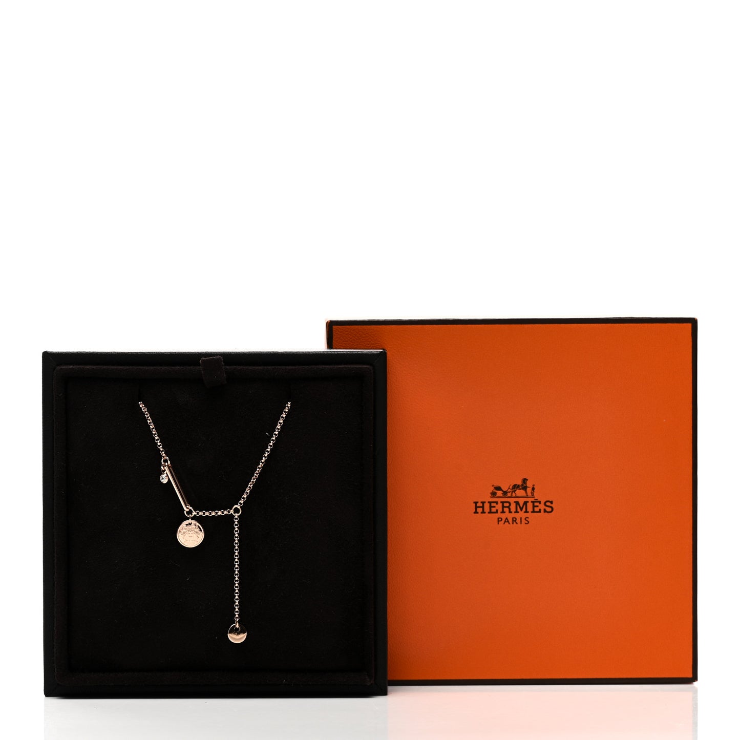 18K Rose Gold Diamond PM Ex-Libris Pendant Necklace