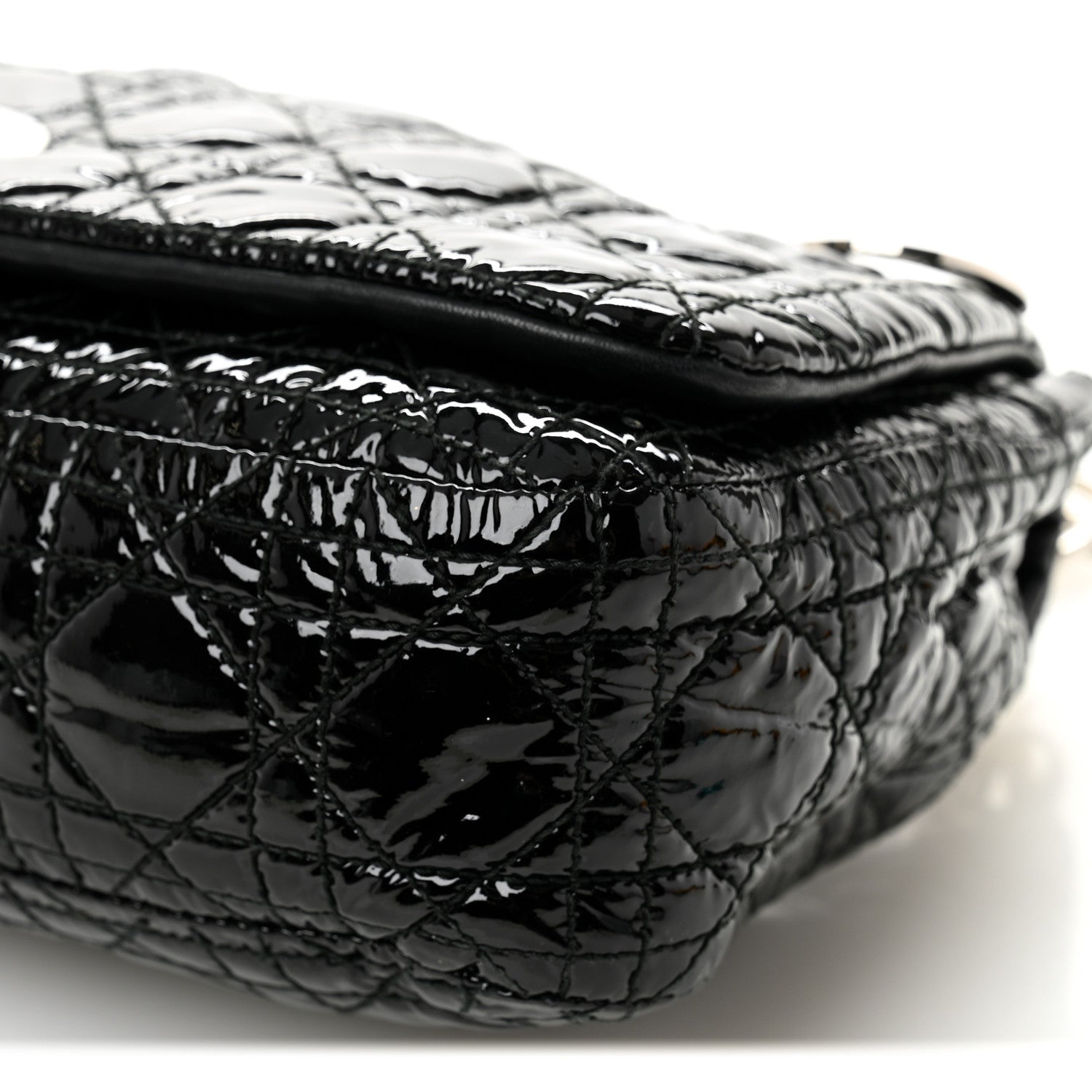 Christian Dior Patent Lambskin Cannage Rendezvous Flap Black 11 of 14