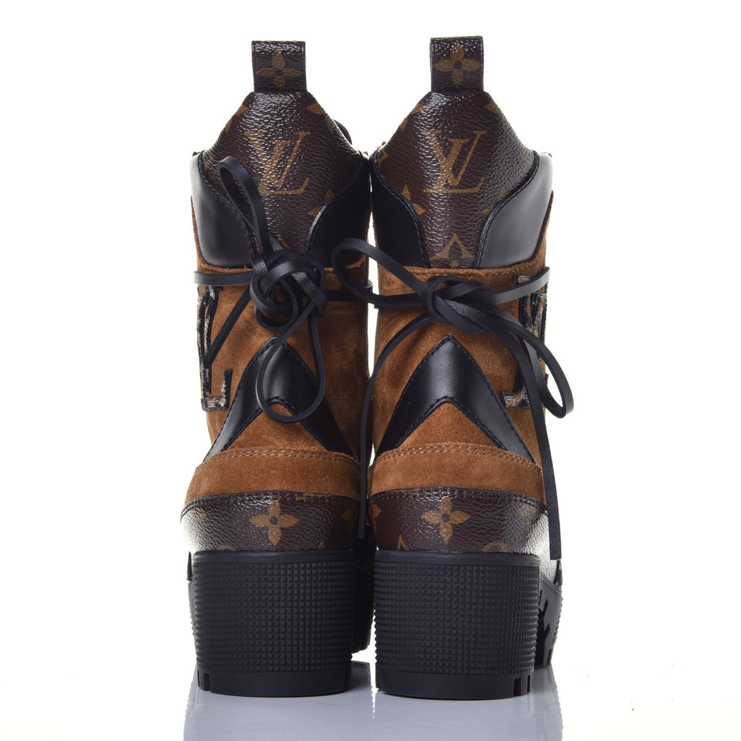 Suede Calfskin Monogram Laureate Platform Desert Boots 35 Cognac