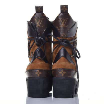 Louis Vuitton Suede Calfskin Monogram Laureate Platform Desert Boots 35 Cognac 5 of 10