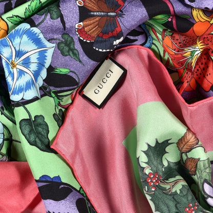 Gucci Silk Floral Tiger Square Scarf Pink 3 of 4