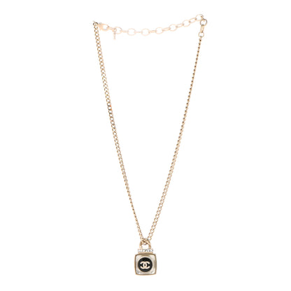 Chanel Crystal Resin CC Perfume Bottle Necklace Gold 3 of 5