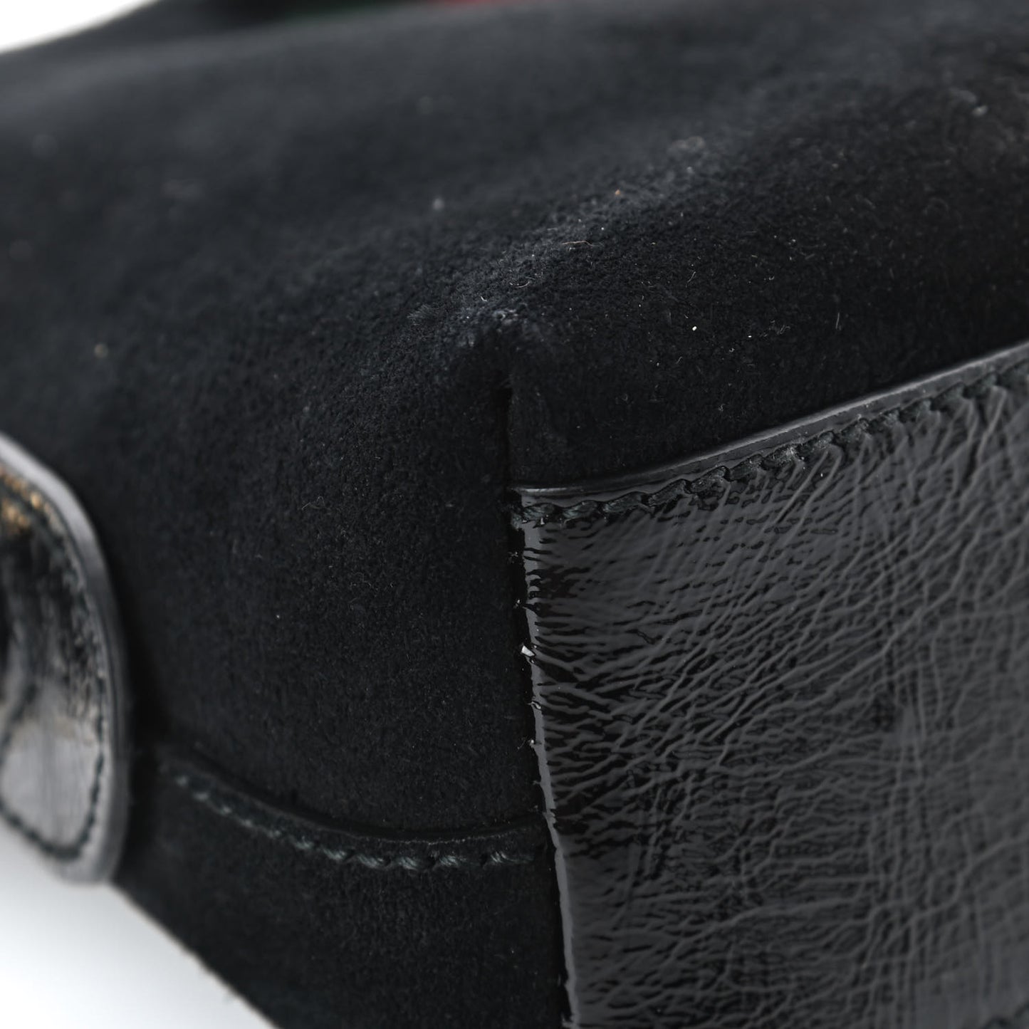 Suede Patent Web GG Small Ophidia Dome Shoulder Bag Black