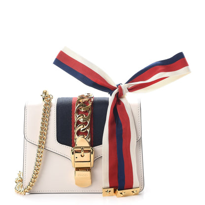 Gucci Calfskin Mini Sylvie Chain Shoulder Bag White 1 of 7