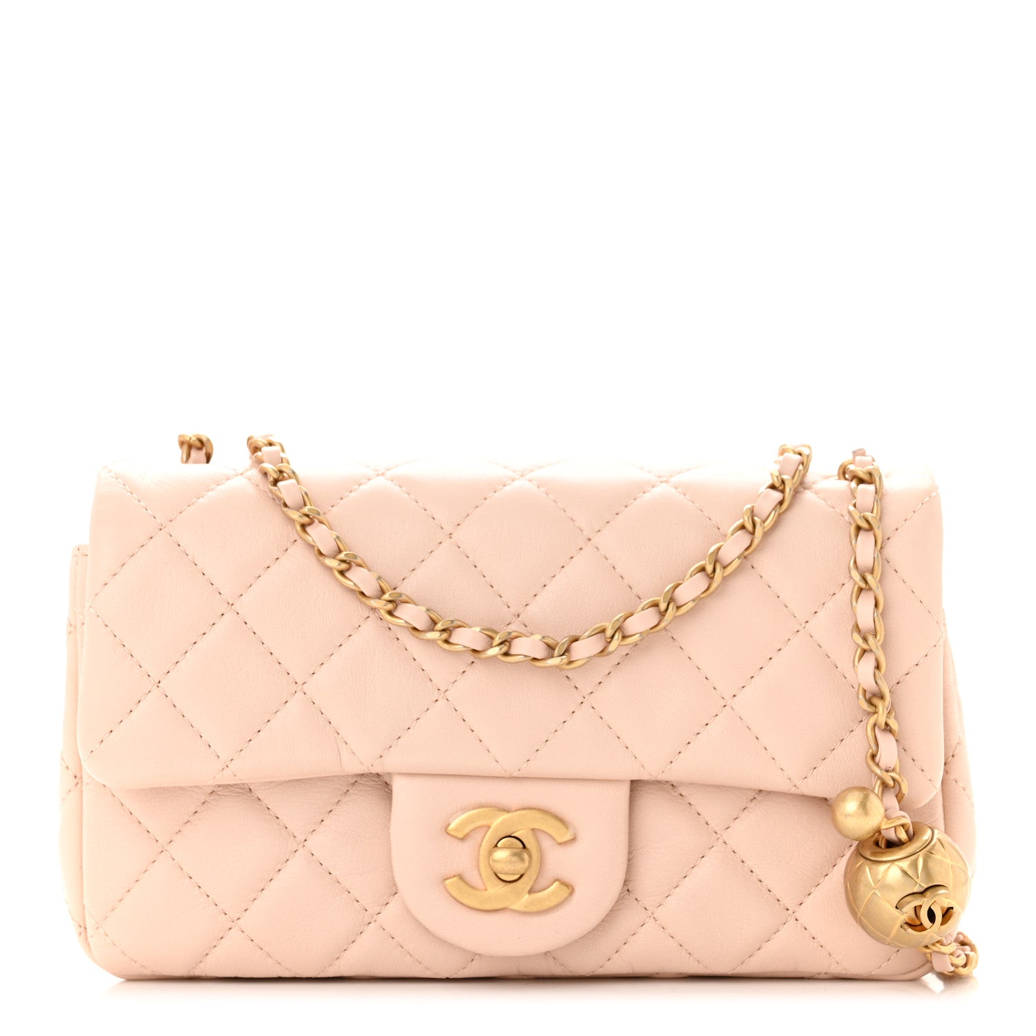 Chanel Lambskin Quilted Mini Pearl Crush Rectangular Flap Light Beige 1 of 11