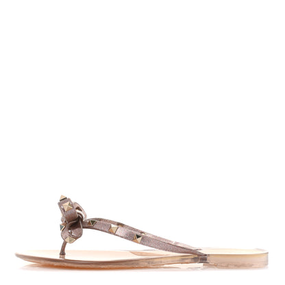Valentino Garavani PVC Jelly Glitter Rockstud Bow Thong Sandals 40 Multicolor 1 of 7