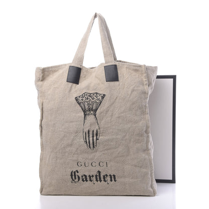 Gucci X JAYDE FISH Linen Hand Print Garden Tote Beige 12 of 12
