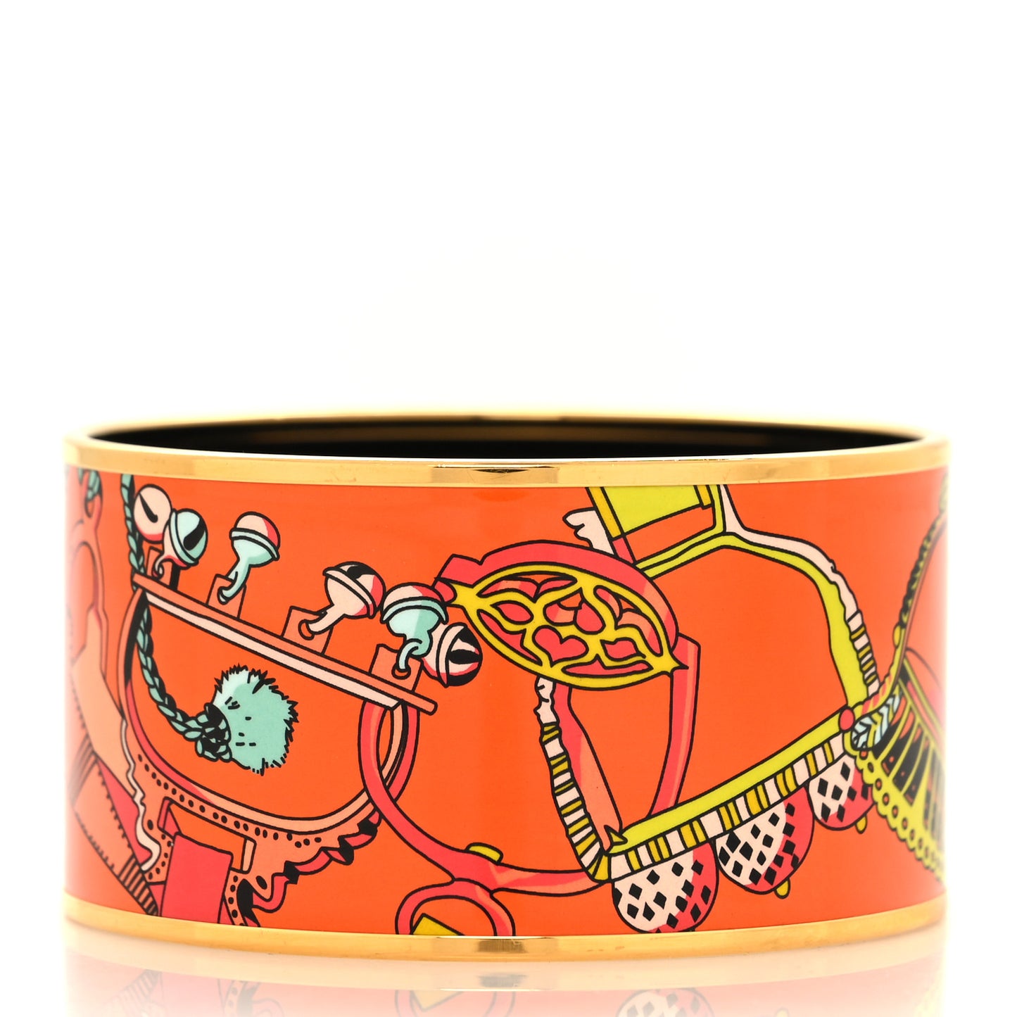 Enamel Printed Extra Wide Bracelet 65 Orange