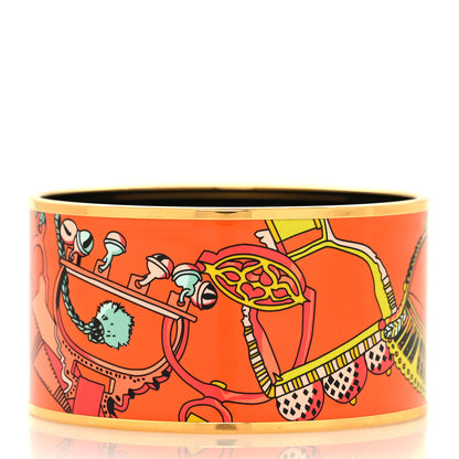 Hermes Enamel Printed Extra Wide Bracelet 65 Orange 3 of 5