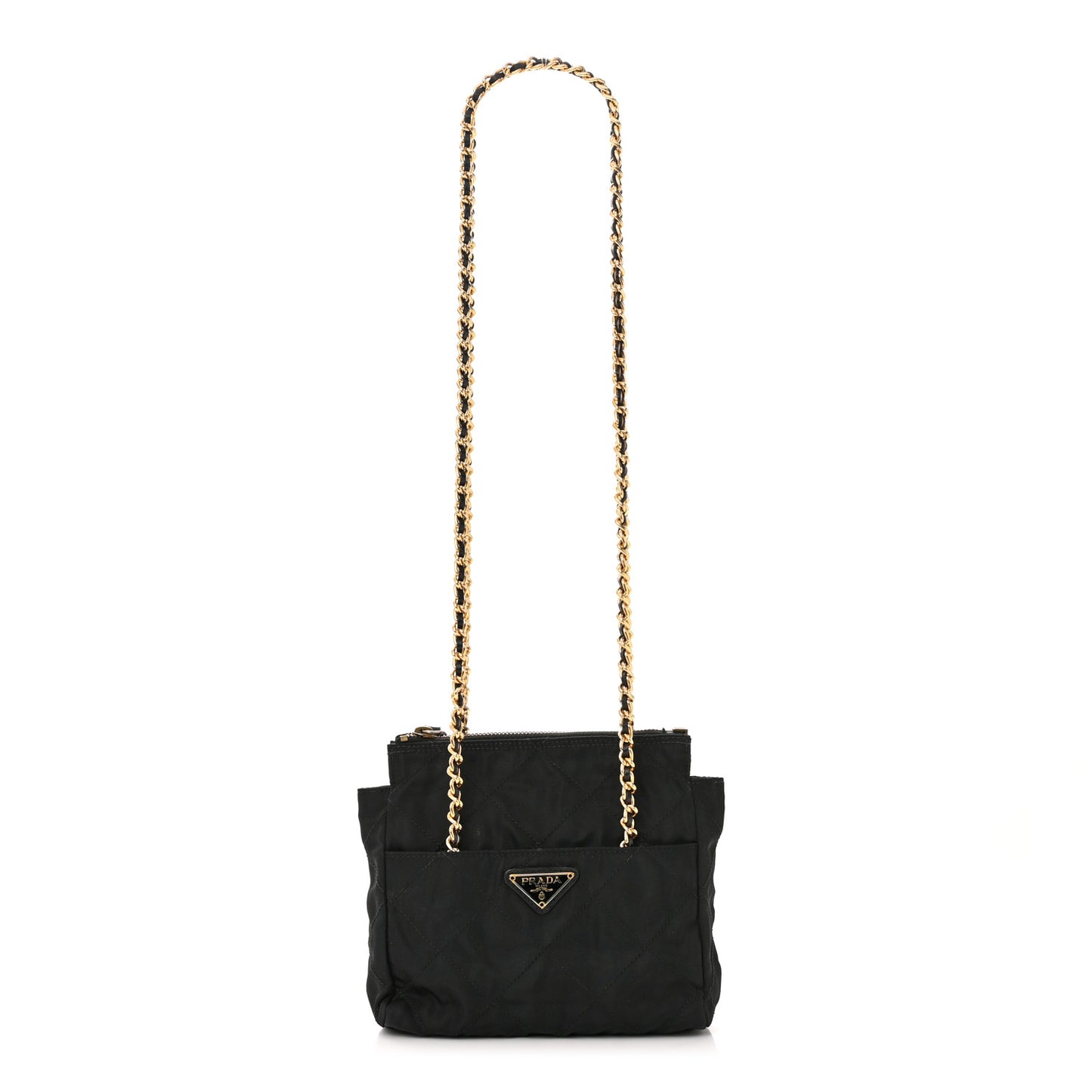 Nylon Tessuto Quilted Shoulder Bag Black