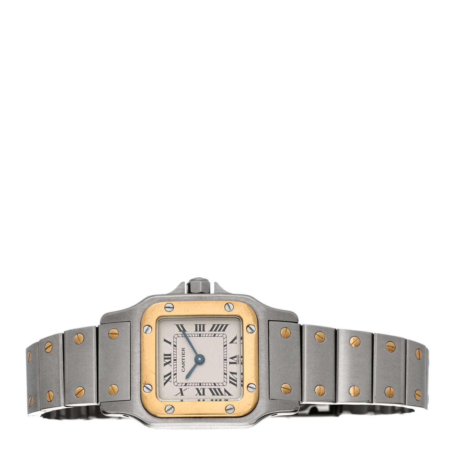 Stainless Steel 18K Yellow Gold 24mm Santos De Cartier Galbee Quartz Watch