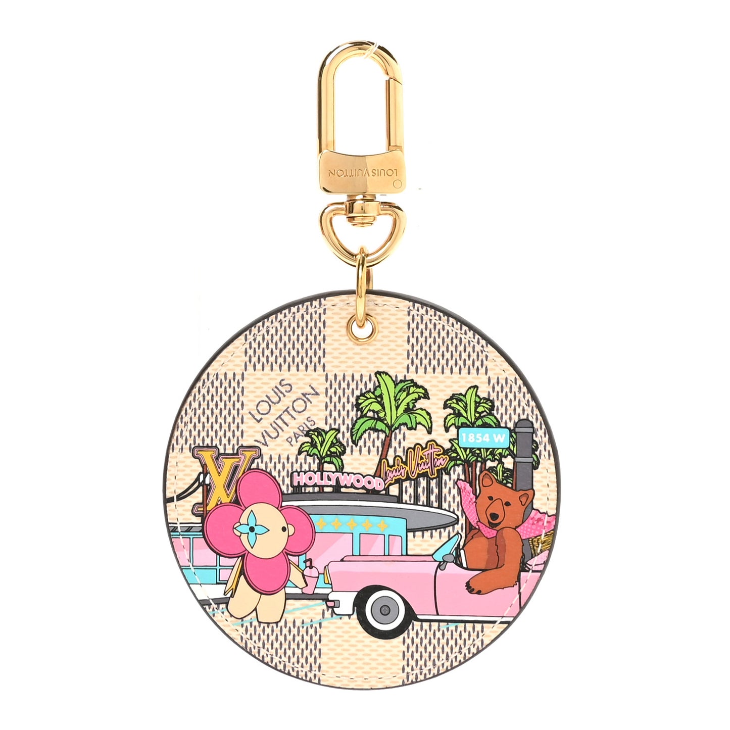 Damier Azur 2021 Christmas Animation Hollywood Bag Charm Fuchsia