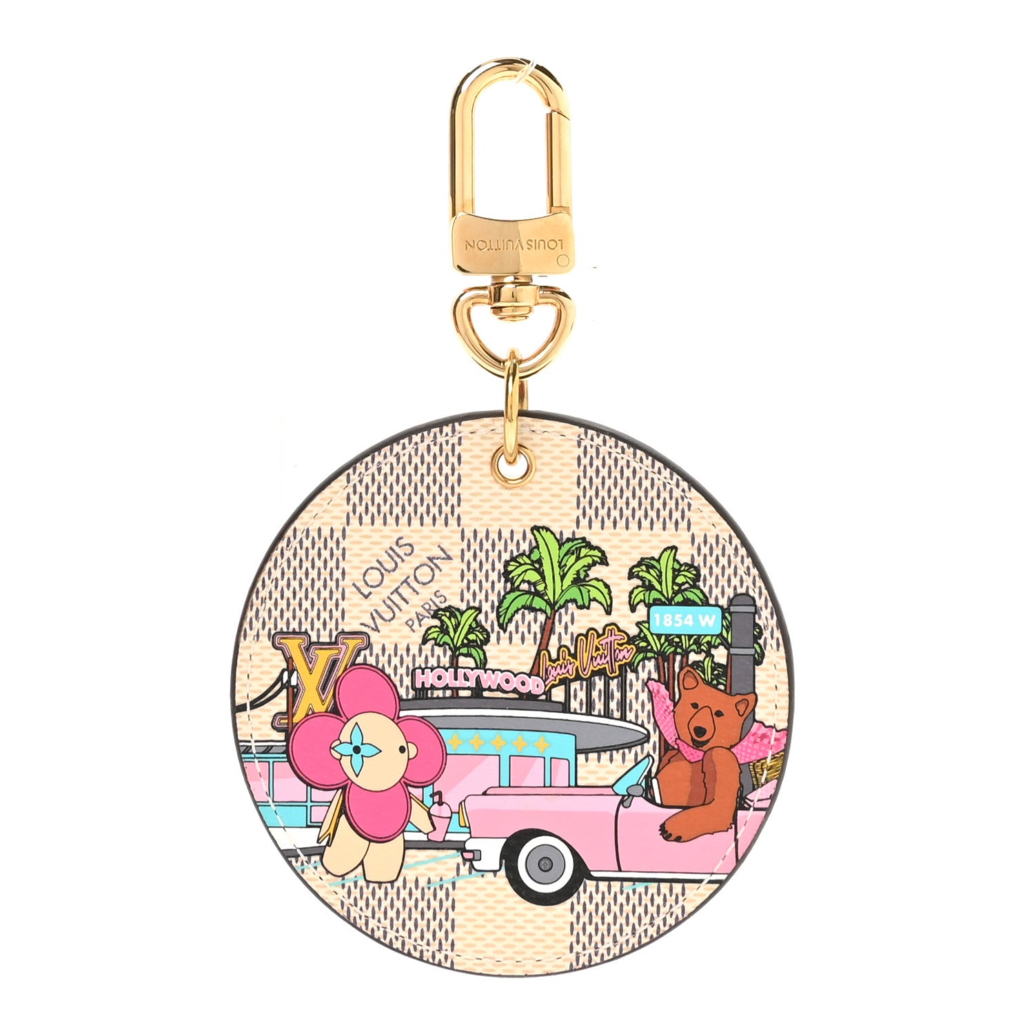 Louis Vuitton Damier Azur 2021 Christmas Animation Hollywood Bag Charm Fuchsia 1 of 5