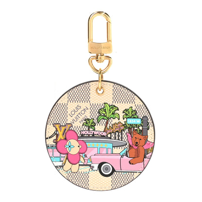 Louis Vuitton Damier Azur 2021 Christmas Animation Hollywood Bag Charm Fuchsia 1 of 5