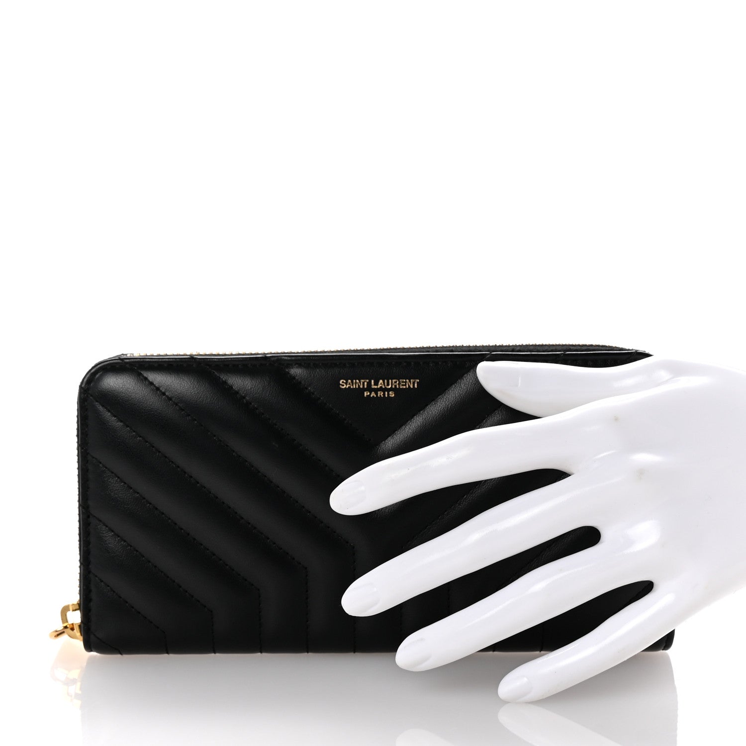 Saint Laurent Calfskin Y Quilted Joan Zip Around Wallet Black 2 of 7