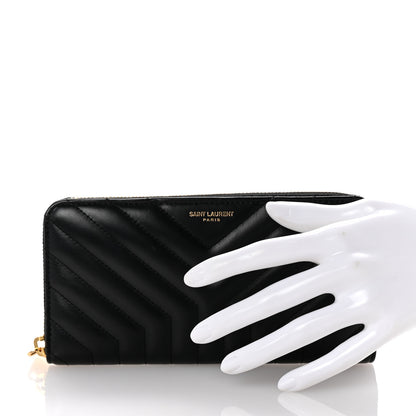 Saint Laurent Calfskin Y Quilted Joan Zip Around Wallet Black 2 of 7