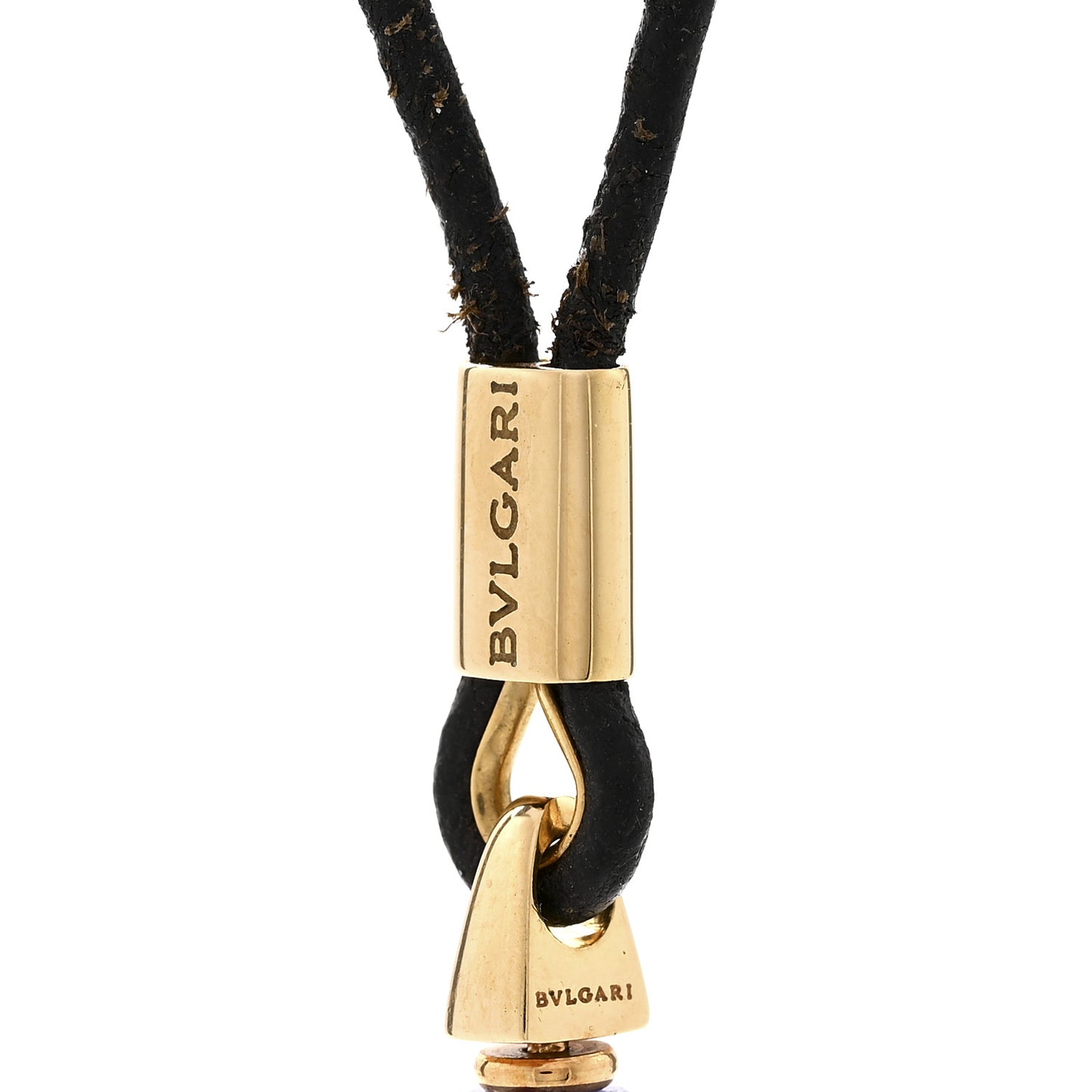 18K Yellow Gold Amethyst Rock Crystal Cord Pendant Necklace