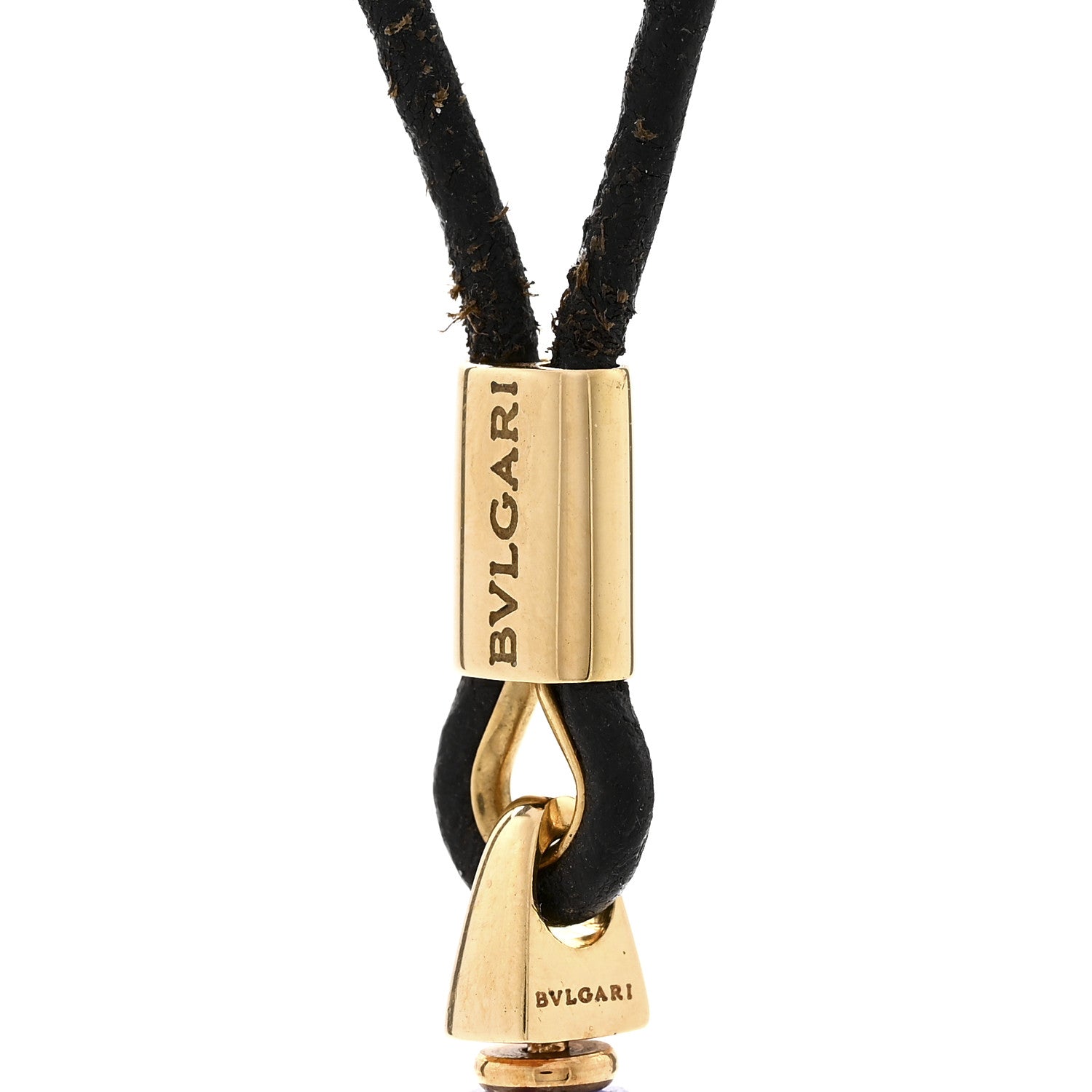 Bulgari 18K Yellow Gold Amethyst Rock Crystal Cord Pendant Necklace 4 of 6